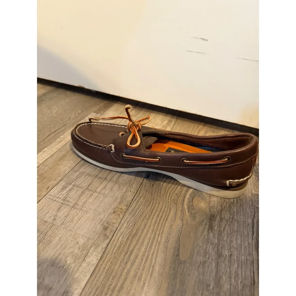 Timberland Mens Boat Shoes Genuine Leather Brown 7.5 M